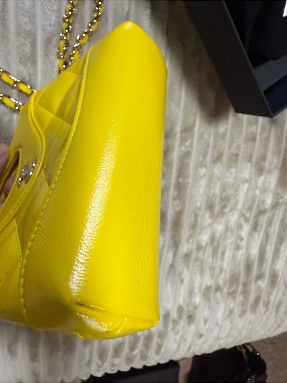CHANEL Yellow Quilted Mini Top-Handle Bag - Picture 5 of 6